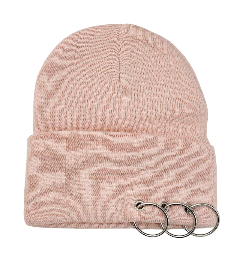 PINK BEANIE WITH PIERCING RING