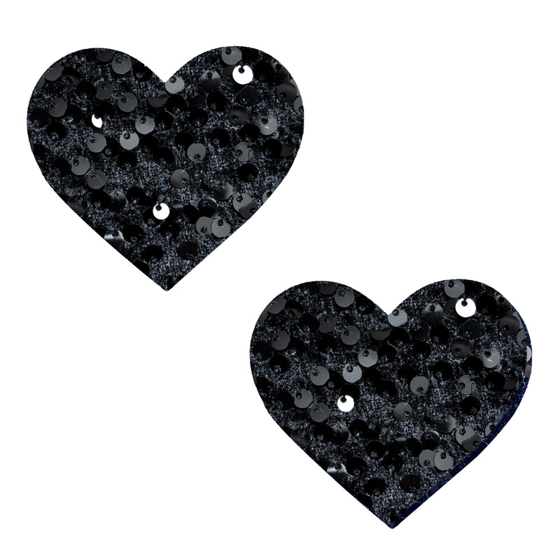 Black Velvet Crush Sequin Heart Nipztix Pasties