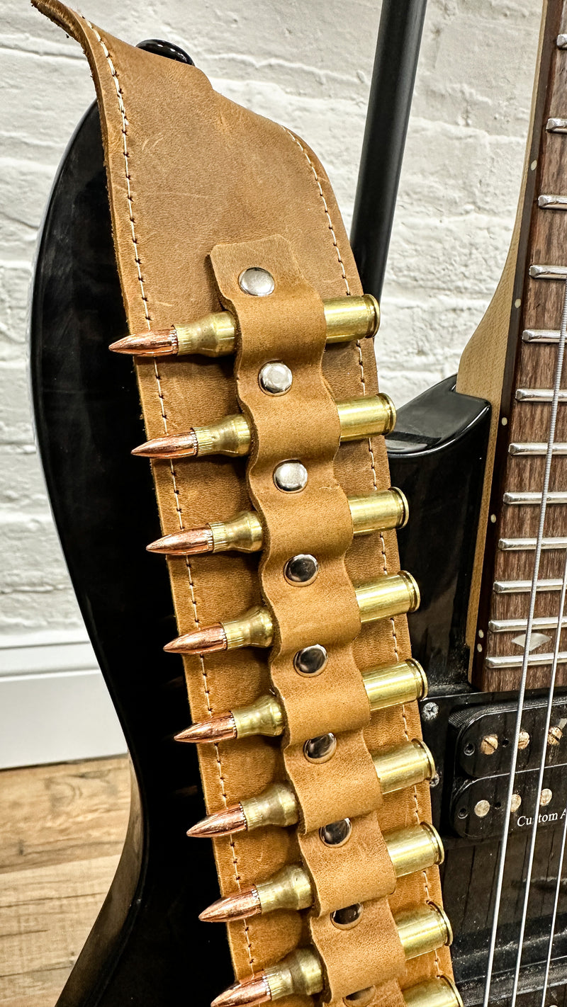 Bullet Brown Leather Guitar Strap