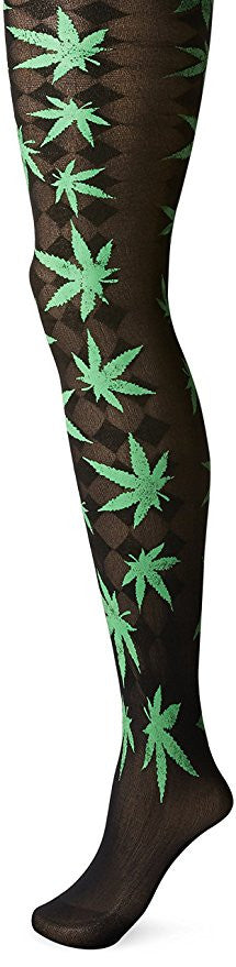 Marijuana Leaf Opaque Pantyhose