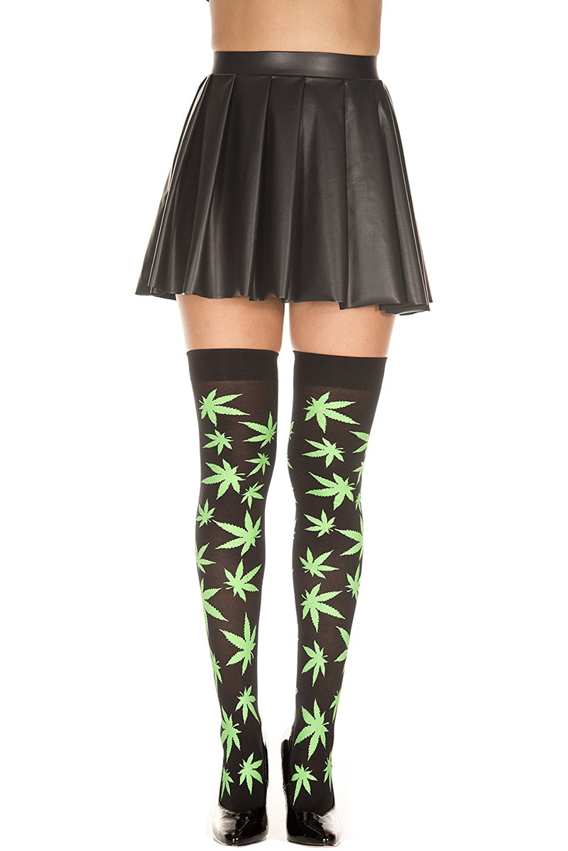 Ganja Leaf Marijuana Tights thigh-Hi Stocking