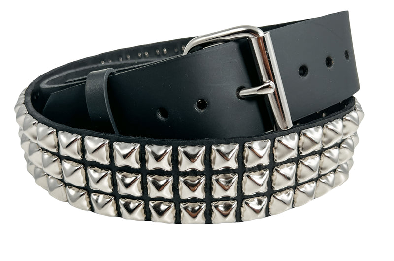 3 Row Studded USA Leather Belt Premium Quality GRADE A