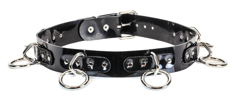 PVC Vinyl Silver Ring Bondage Belt Wide Belt Genuine Leather