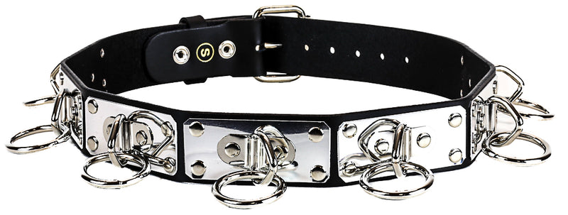 Metal Bondage Belt Large Rings Wide Belt Genuine Leather