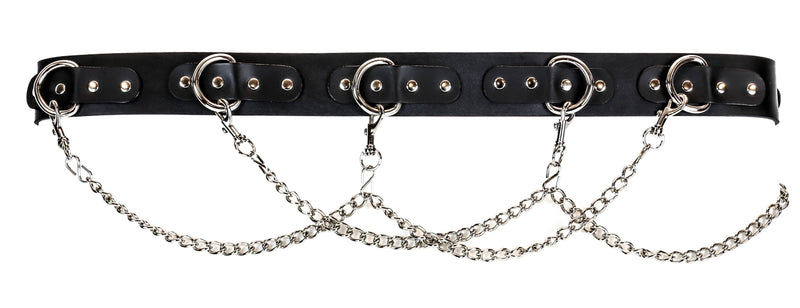 Removable Chain Bondage Belt Large 'D' Rings Genuine Leather