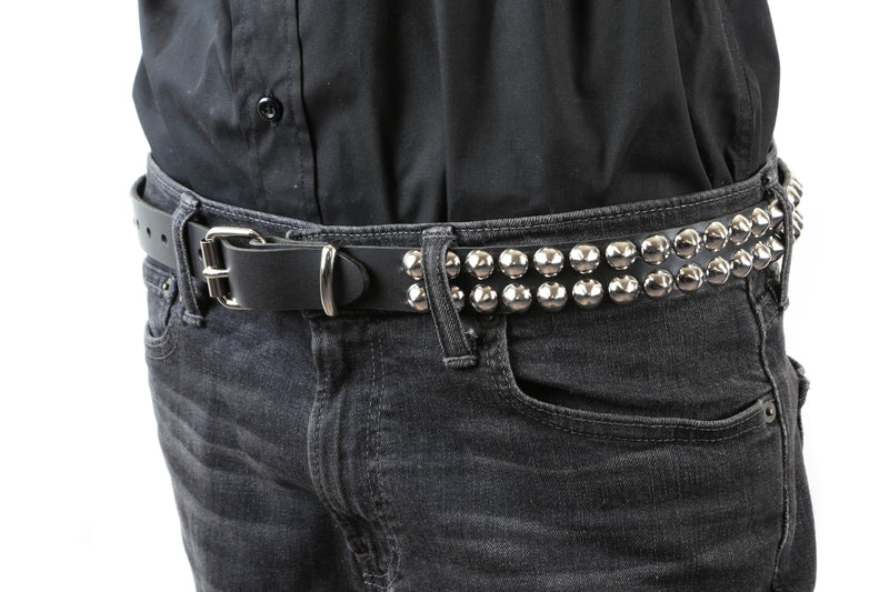 Double Row Black Big Conical Stud  Belt By Funk Plus
