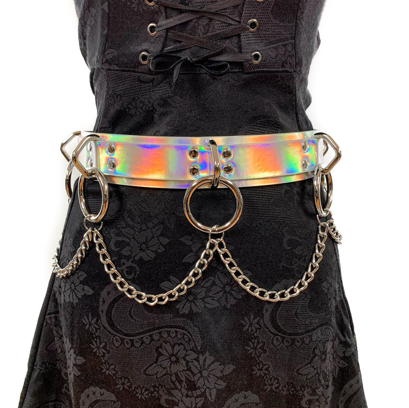 Silver Rainbow Chain Bondage Belt By Funk Plus