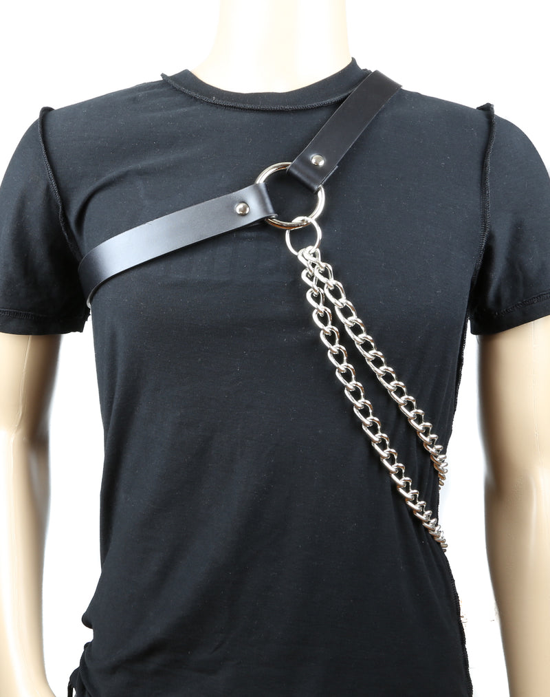 Chain And Clasp Side Leather Harness