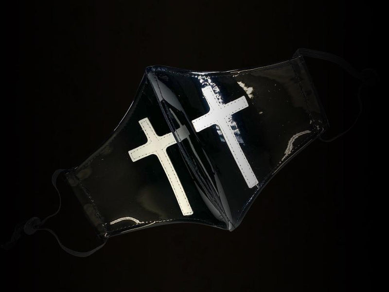 Goth Cross Patent Leather Face Mask