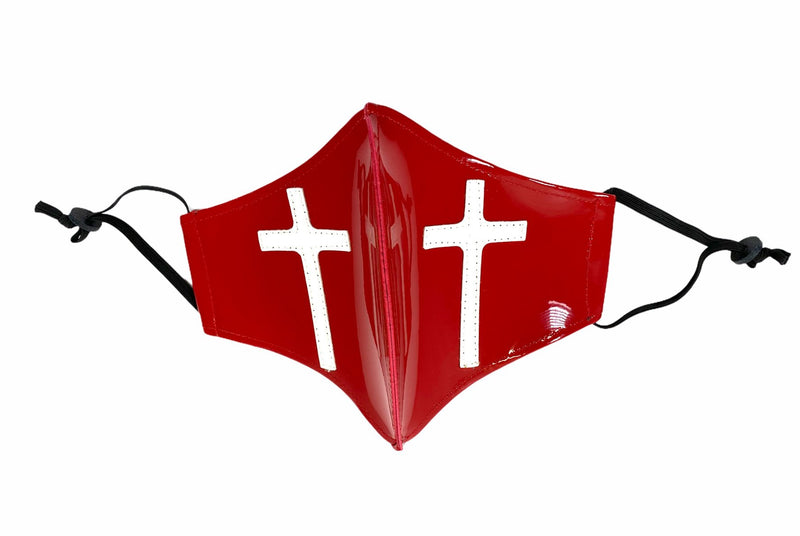 Goth Cross Patent Leather Face Mask