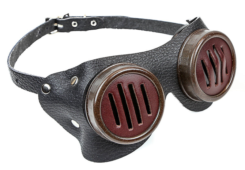 Leather Mesh Bikers Goggles