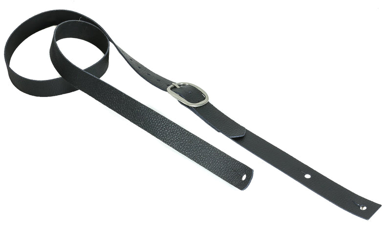 1 1/4" Wide Water Buffalo Black Saddle Leather Buckle Guitar Strap
