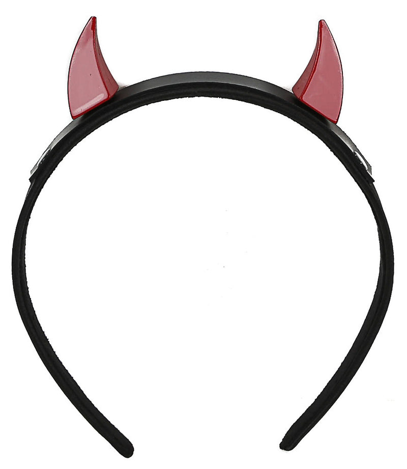 Black Headband with Red Horns