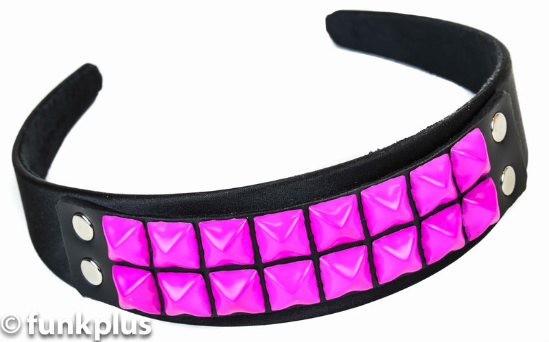 Black Headband with Pink Studs