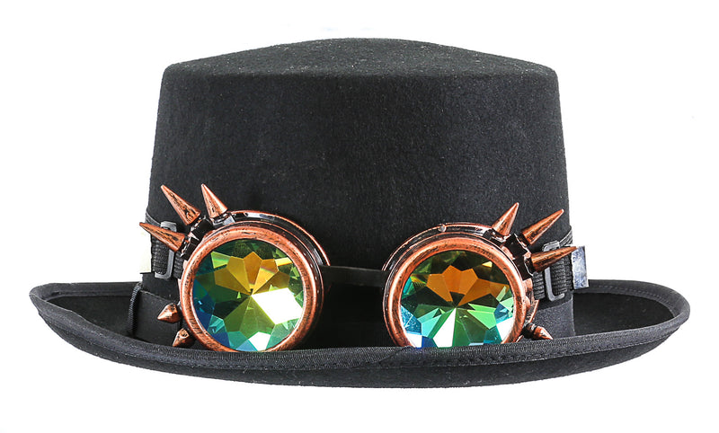 Premium Felt Top Hat With Kaleidoscopic Goggles