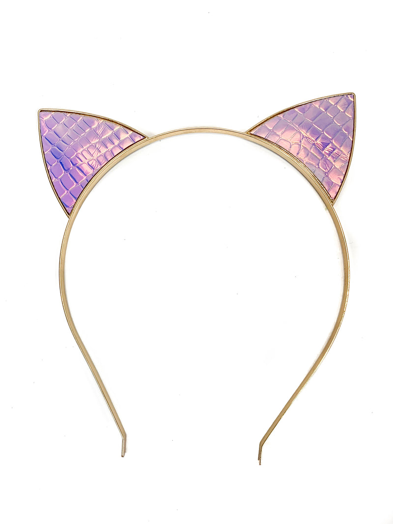 Snake Rainbow Holographic Steel Cat Ears Headband