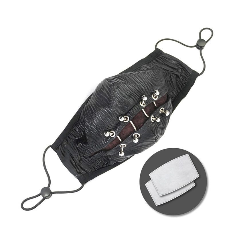 Fetish Bondage PIRCED Style Face Mask Mouth Cover Face Cover Mask With Filter Pocket