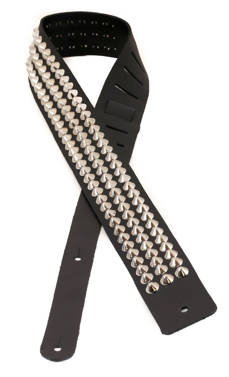 Conical Studded Genuine Leather Guitar Strap