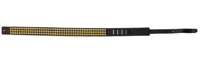 Gold Conical Studded Genuine Leather Guitar Strap