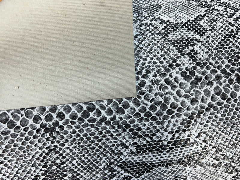 White Snake Skin Leather Like Synthetic Fabric