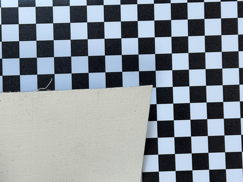 Black & White Checkered board Synthetic Vinyl Fabric