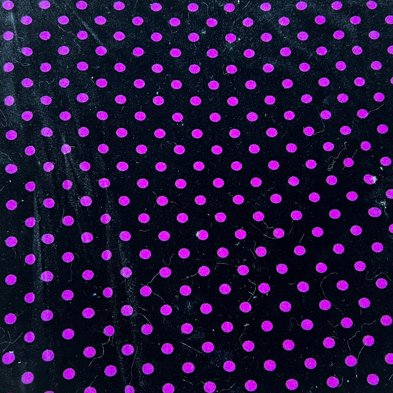 Purple Polka Dot Velvet Fabric