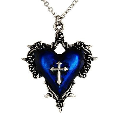 Cross Blue Heart Necklace