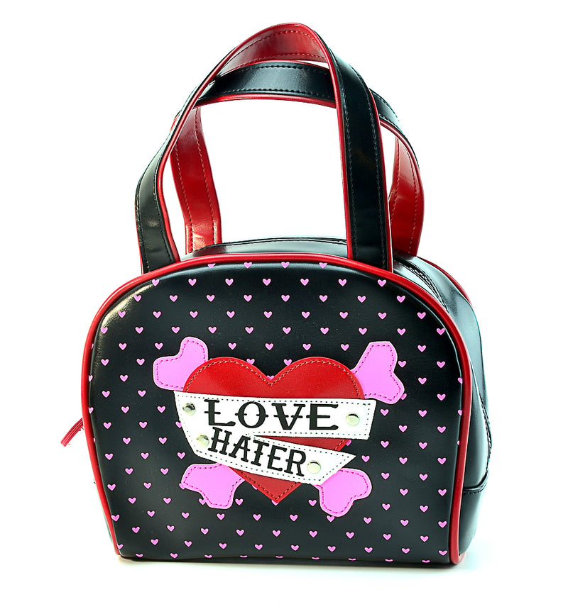 Black Love Hater Bowler Bag Long Handle