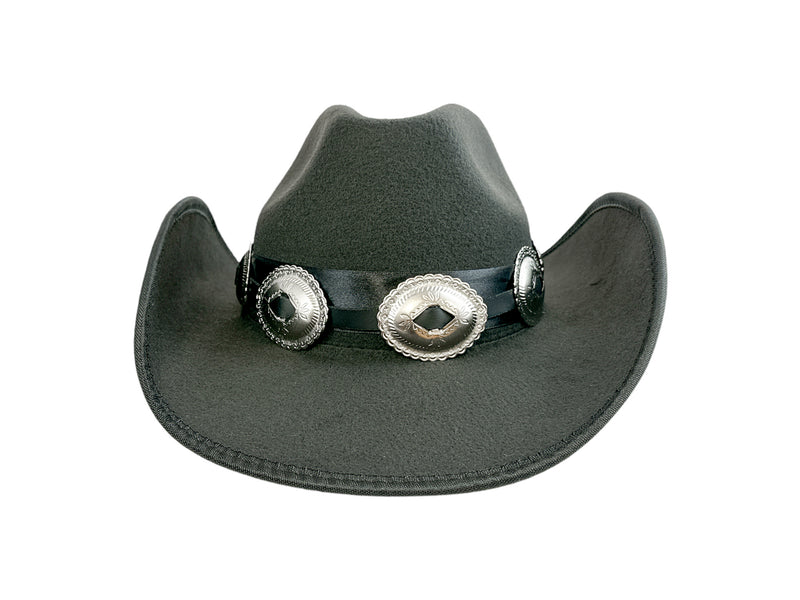 Cowboy Hat  Wide Brim Bright Nickel Oval  Conch Western Leather Band