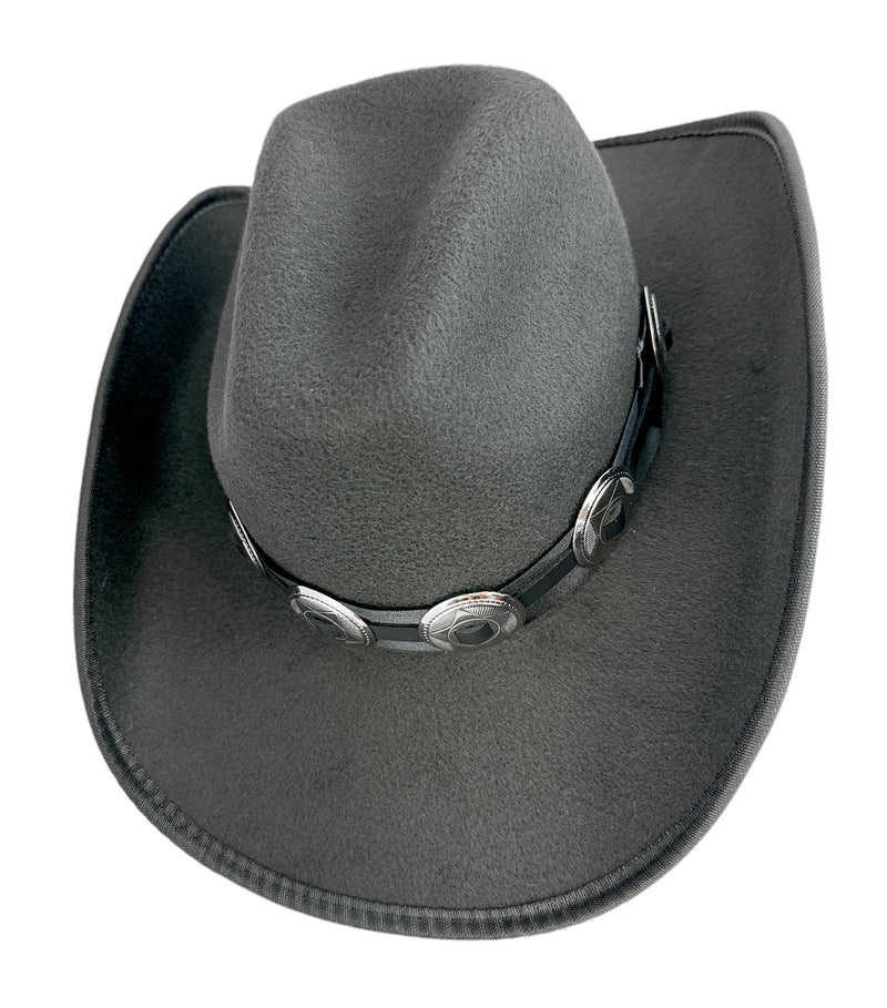 Cowboy Hat  Wide Brim Large Round Conch Western Leather Band