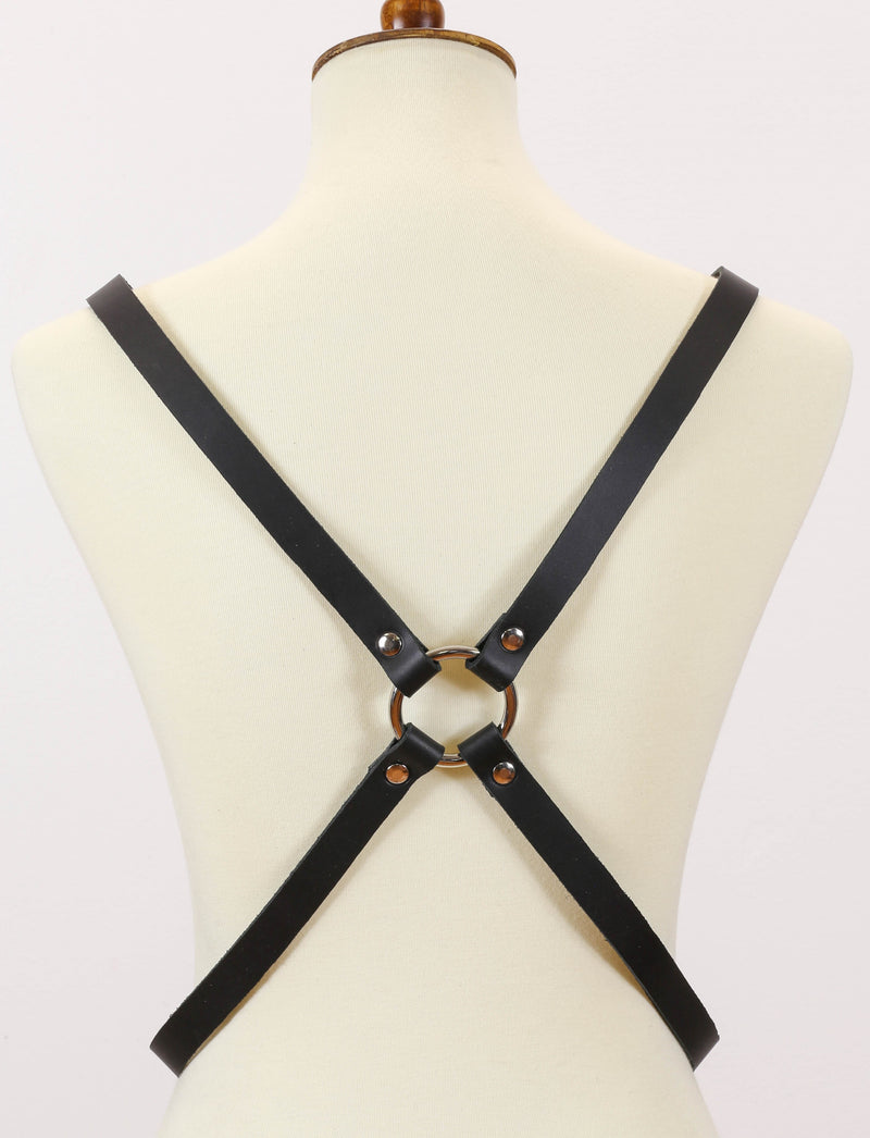 Genuine Leather Cross 'X' Harness Buckle Straps