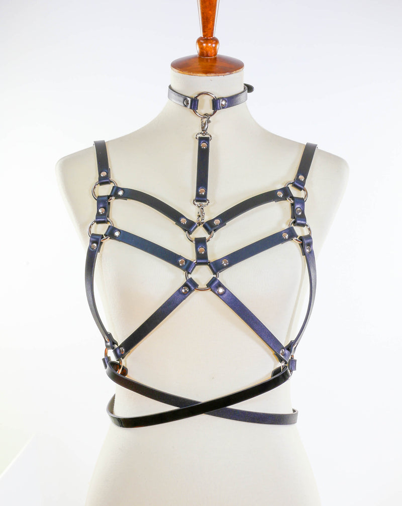 Black Bra Straps  Style Vegan Leather Harness With Belt