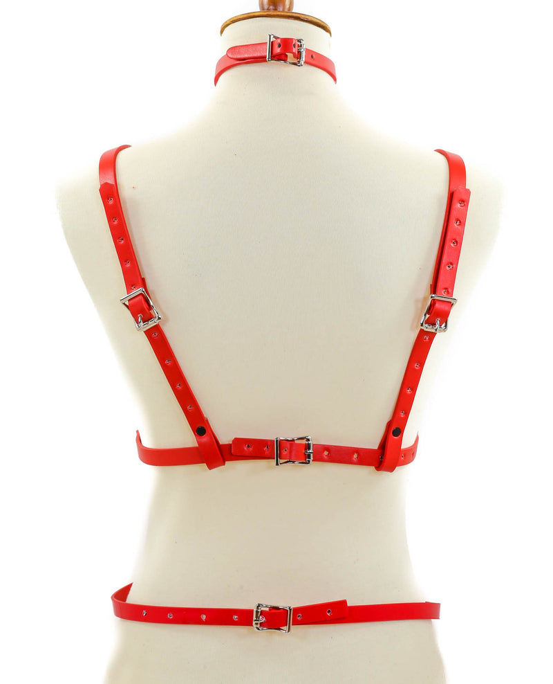 Red Pentagram Style Vegan Leather Harness