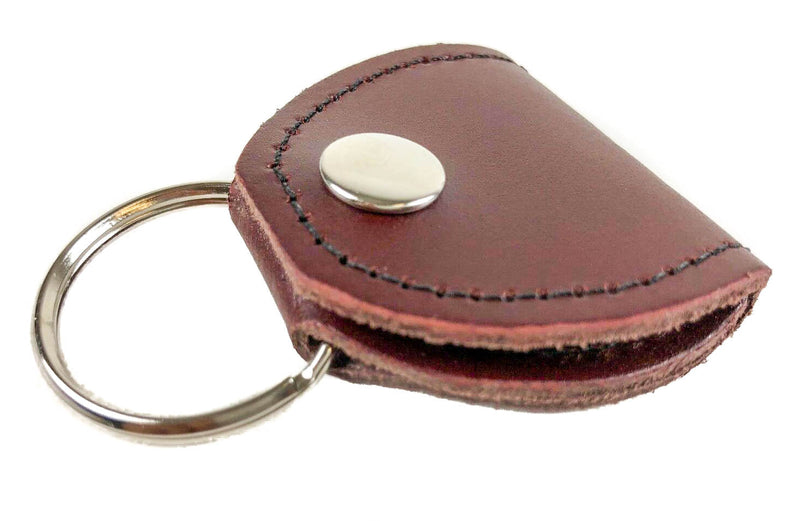 Heavy Duty Guitar Pick Holder Key Ring Leather Professional Grade Brown