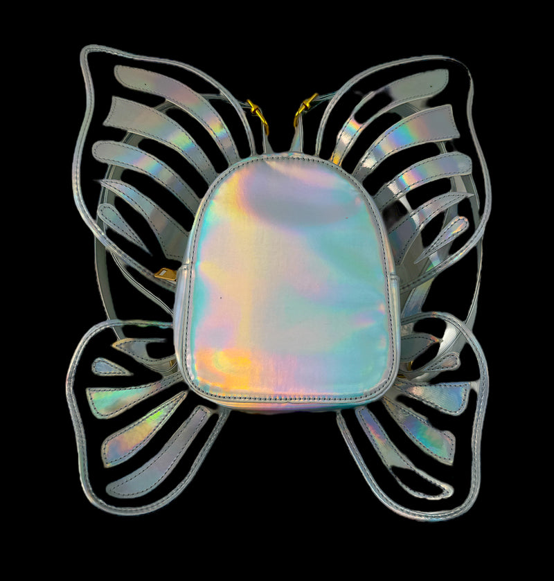 Silver Rainbow Holographic Butterfly Backpack