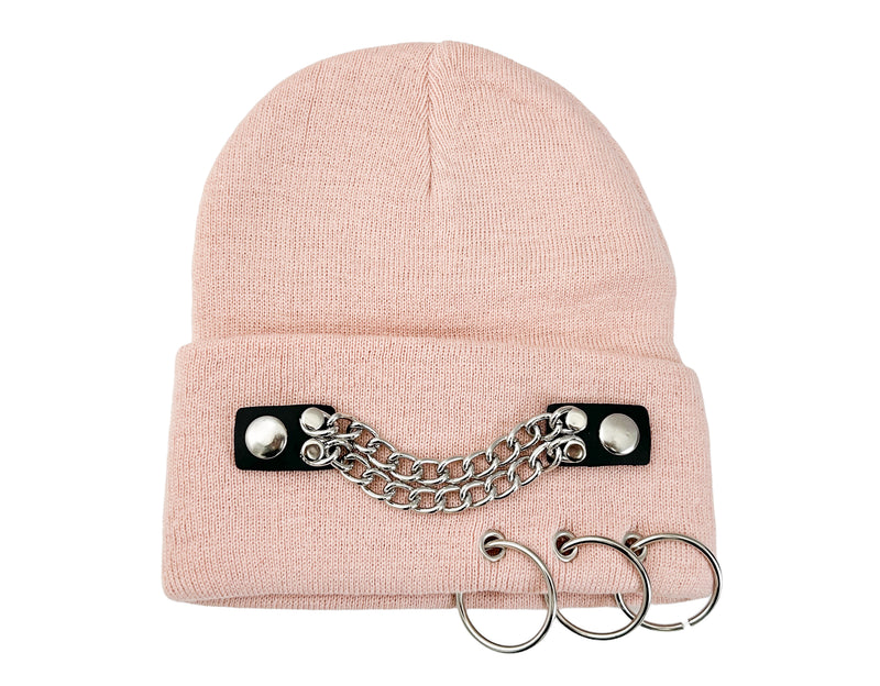 CHAIN RIVET  BEANIE WITH PIERCING RING