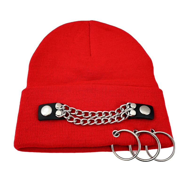 CHAIN RIVET  BEANIE WITH PIERCING RING