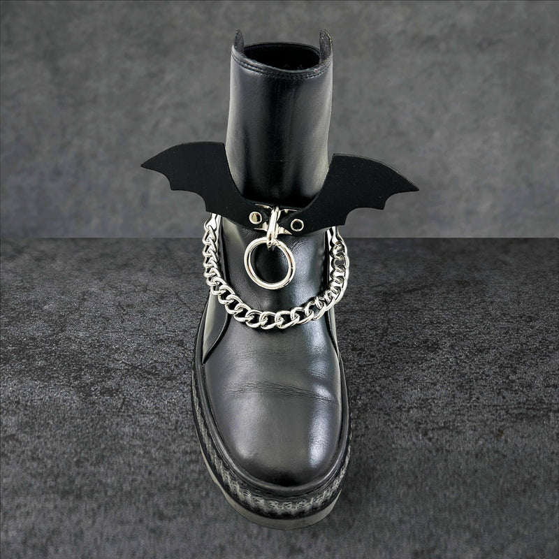 BAT WING  BONDAGE RING BOOTSTRAP OVER LEATHER