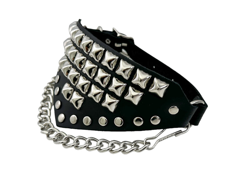 PYRAMID STUDDED TRIANGULAR   BOOTSTRAP OVER LEATHER