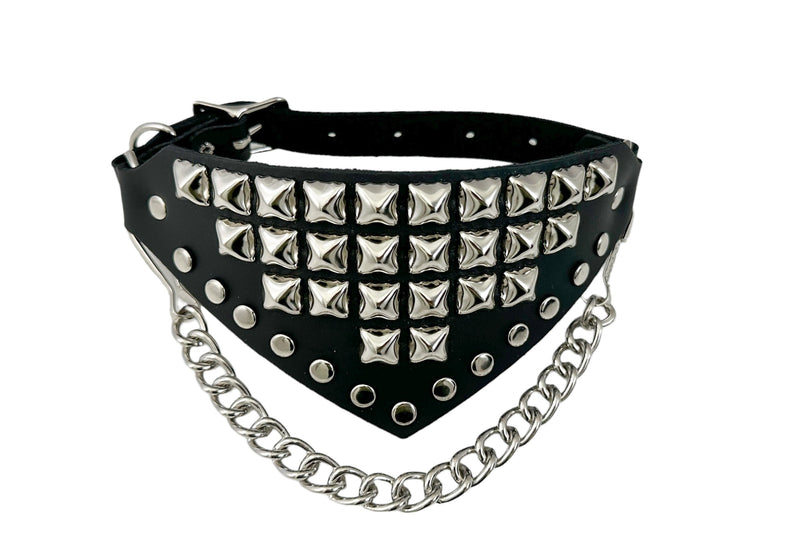 PYRAMID STUDDED TRIANGULAR   BOOTSTRAP OVER LEATHER