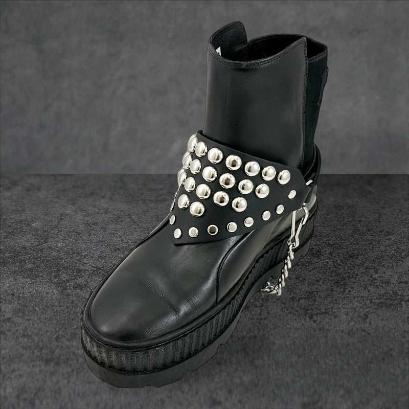 BS347 LARGE ROUND  STUDDED TRIANGULAR   BOOTSTRAP OVER LEATHER