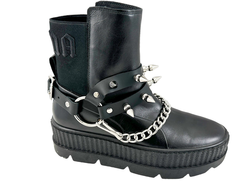 SPIKE 1" DOUBLE STRAP  BOOTSTRAP LEATHER