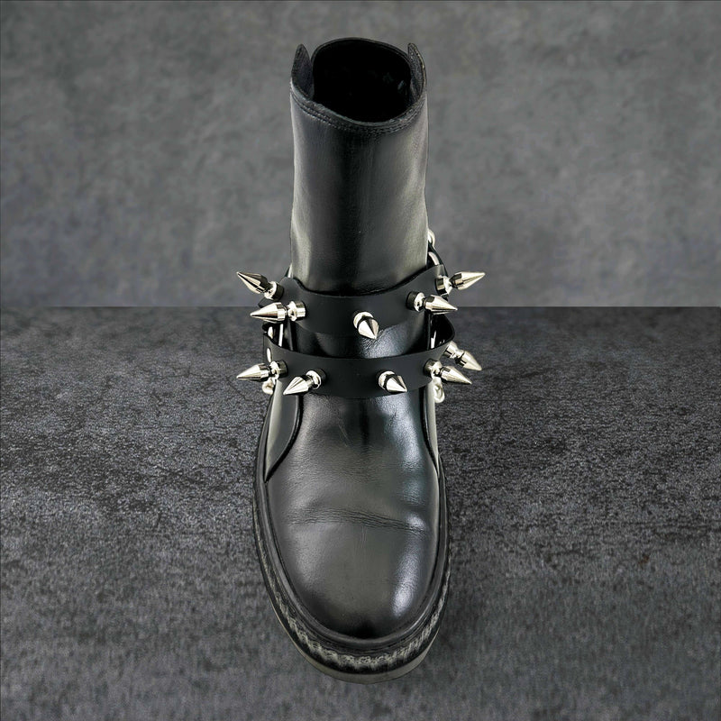 SPIKE 1" DOUBLE STRAP  BOOTSTRAP LEATHER