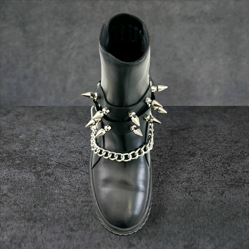 SPIKE 1" DOUBLE STRAP  BOOTSTRAP LEATHER