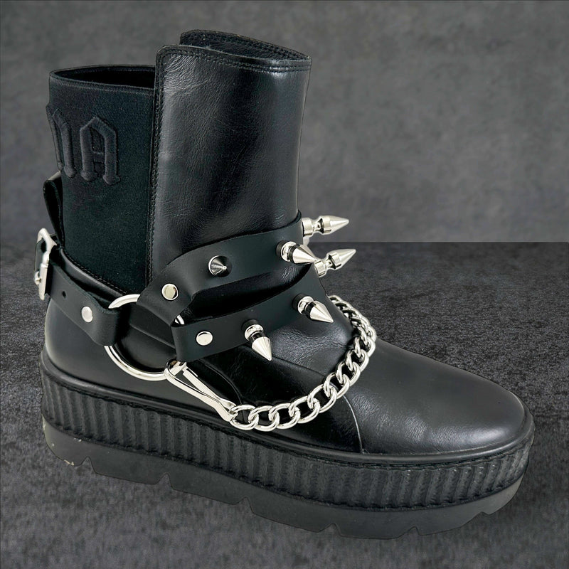 SPIKE 1" DOUBLE STRAP  BOOTSTRAP LEATHER