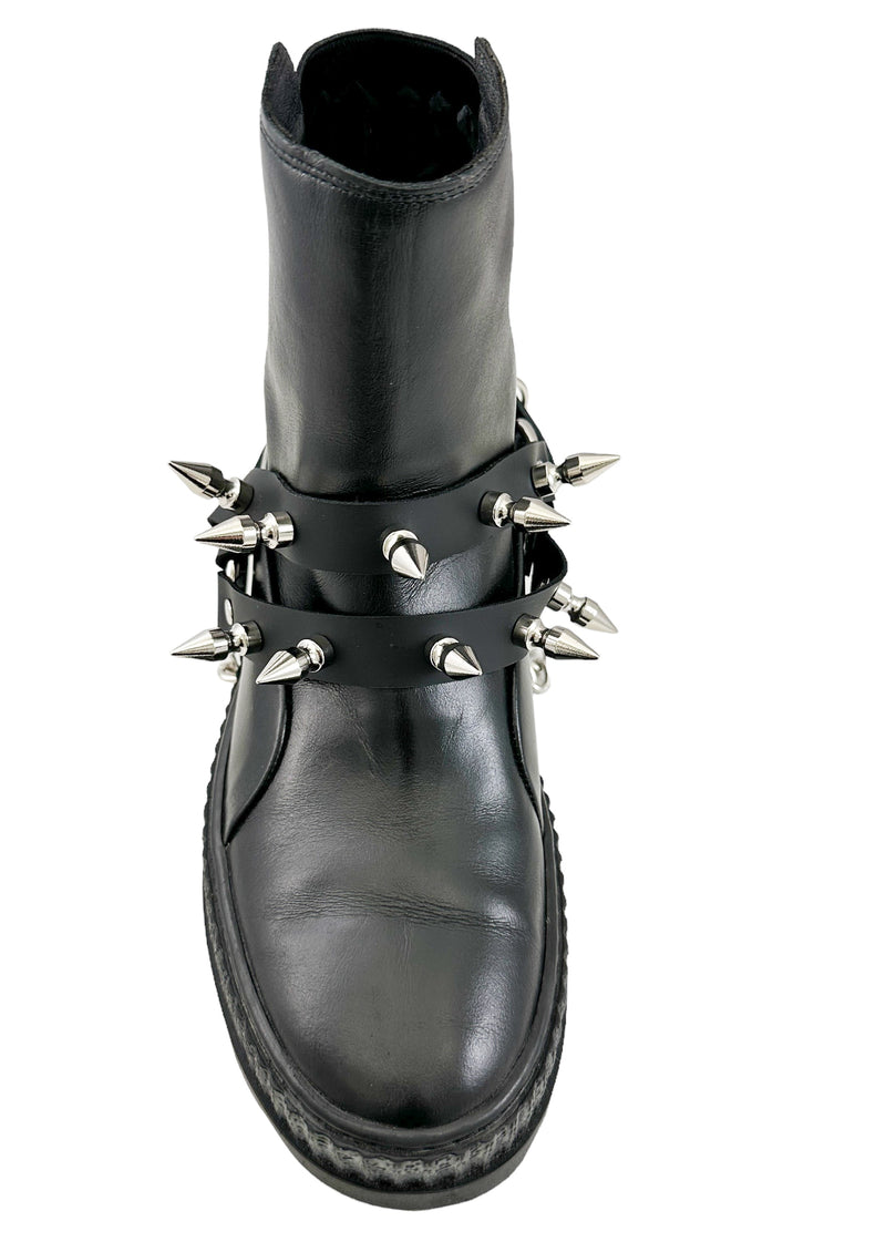 SPIKE 1" DOUBLE STRAP  BOOTSTRAP LEATHER