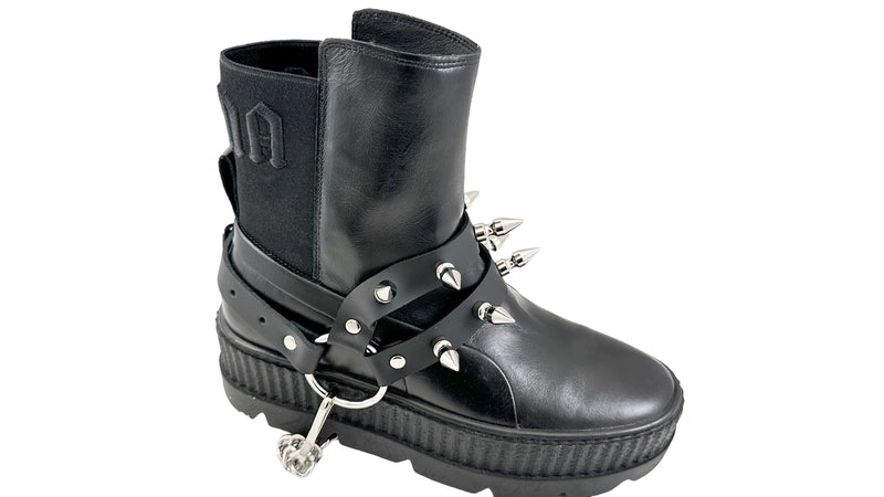 SPIKE 1" DOUBLE STRAP  BOOTSTRAP LEATHER