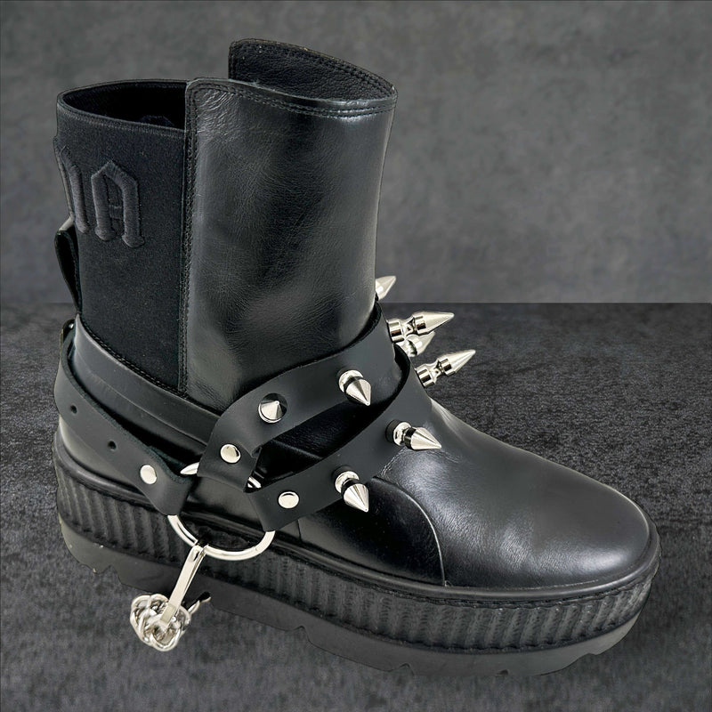 SPIKE 1" DOUBLE STRAP  BOOTSTRAP LEATHER