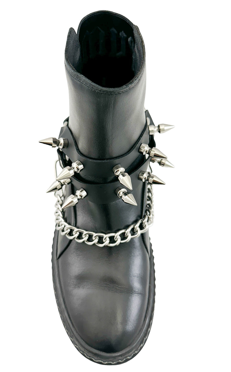 SPIKE 1" DOUBLE STRAP  BOOTSTRAP LEATHER