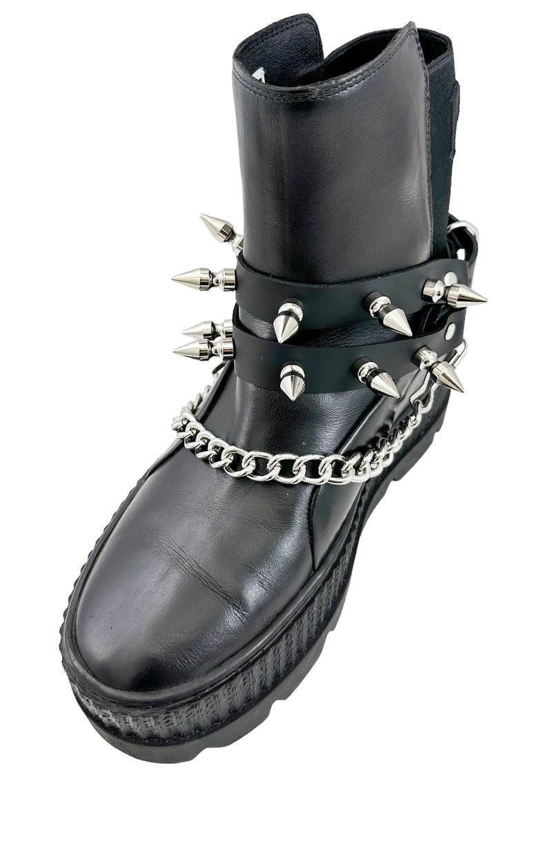 SPIKE 1" DOUBLE STRAP  BOOTSTRAP LEATHER